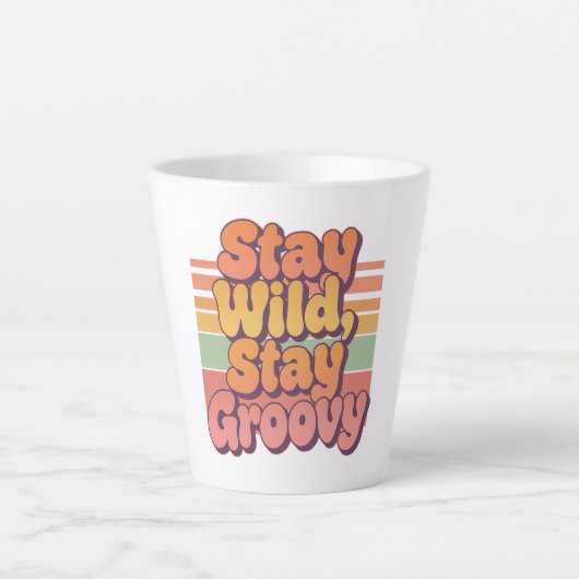 Colorful Boho Retro Stay Wild Stay Groovy Latte Mok (Voorkant)