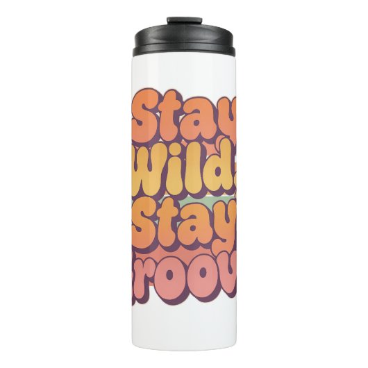 Colorful Boho Retro Stay Wild Stay Groovy Thermosbeker (Voorkant)