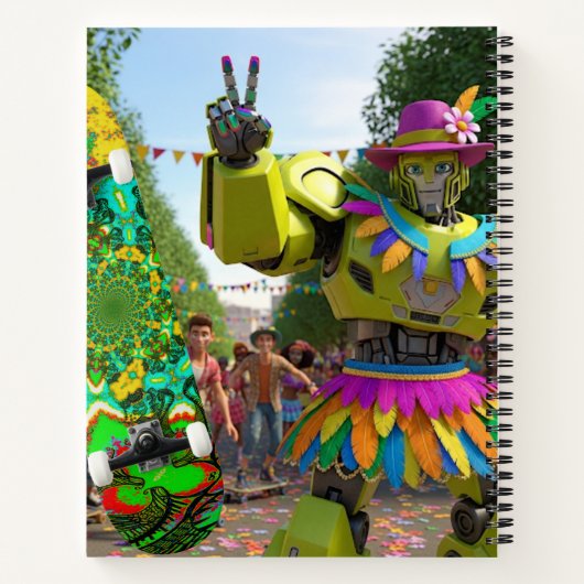 Colorful Boho Robot Notitieboek (Achterkant)