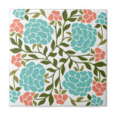 Colorful Boho Spring Summer Floral Retro Turquoise Tegeltje (Voorkant)