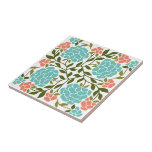 Colorful Boho Spring Summer Floral Retro Turquoise Tegeltje<br><div class="desc">Een levendige kleurrijke boho-stijl lentepomp voor een frisse kleurrijke luchtveer of zomerstijl. Turquoise en perzikfloraal en groen botanisch patroon. Denk aan backsplash, onderzetter tegel, tabletop DIY project, badkamer, fireplace hart, voor het retro geïnspireerde individu. Wees creatief en gebruik uw fantasie om een verscheidenheid aan toepassingen voor unieke tegel accenten te...</div>