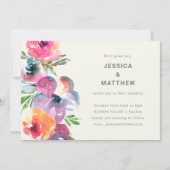 Colorful Boho Waterverf Flowers Simple Wedding Kaart (Voorkant)