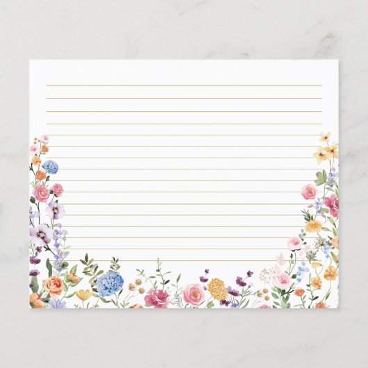 Colorful Boho Wildflower Garden Bridal Recipe Kaar (Achterkant)