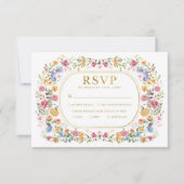 Colorful Boho Wildflower Garden Wedding RSVP-kaart Kaart (Voorkant)