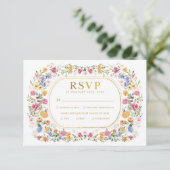 Colorful Boho Wildflower Garden Wedding RSVP-kaart Kaart (Staand voorkant)