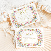 Colorful Boho Wildflower Garden Wedding RSVP-kaart Kaart