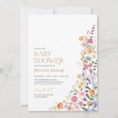 Colorful Boho Wildflower Girl Baby shower Kaart (Voorkant)