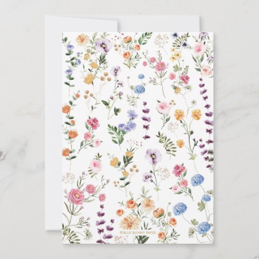 Colorful Boho Wildflower Girl Baby shower Kaart (Achterkant)