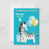 Colorful Boho Zebra Birthday Party Invitation Kaart (Voorkant)