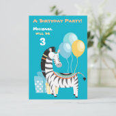 Colorful Boho Zebra Birthday Party Invitation Kaart (Staand voorkant)