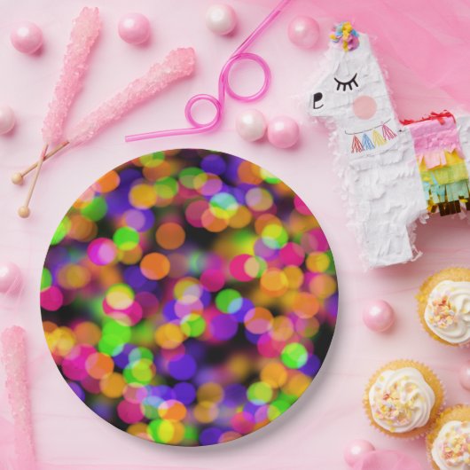 Colorful Bokeh Bubbles Papieren Bordje (Feest)
