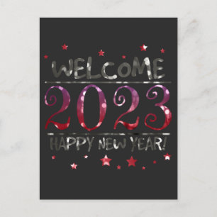 Colorful Bokeh Glitter Welcome 2023 Happy New Year Briefkaart