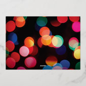 Colorful Bokeh Gold Modern Script Holiday Party Folie Feestdagenkaart (Achterkant)