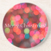 Colorful Bokeh Lights Merry kerstgroet Zandsteen Onderzetter (Voorkant)