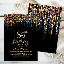 Colorful Bokeh Party Lights 85th Birthday Party Kaart