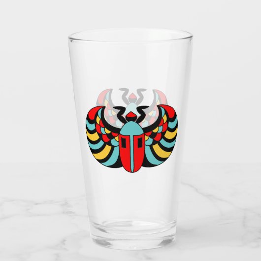Colorful Bold Abstract Egyptisch Scarab Beetle Glas (Achterkant)