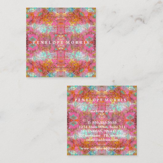 Colorful Bold Abstract Makeup Artist Vierkante Visitekaartje (Voorkant / Achterkant)