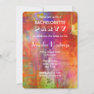 Colorful Bold Abstract schilderen Bachelorette Par Kaart