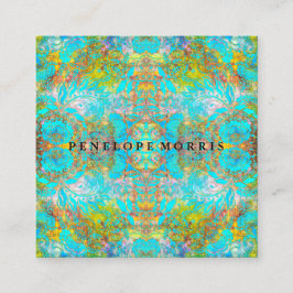 Colorful Bold Blauwgroen Abstract Makeup Artist Vierkante Visitekaartje
