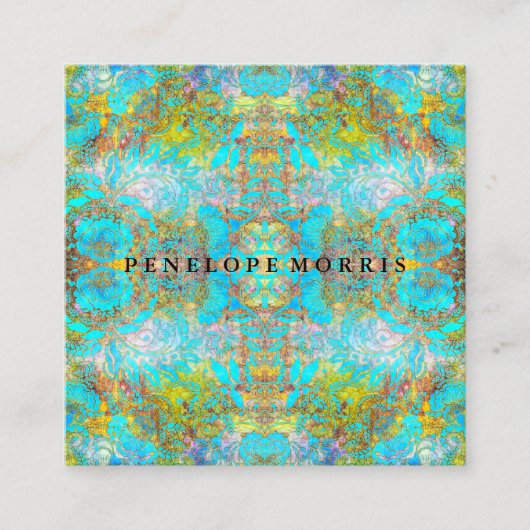 Colorful Bold Blauwgroen Abstract Makeup Artist Vierkante Visitekaartje (Voorkant)