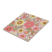 Colorful Bold Floral Pattern Pink Flowers Tegeltje (Zijkant)