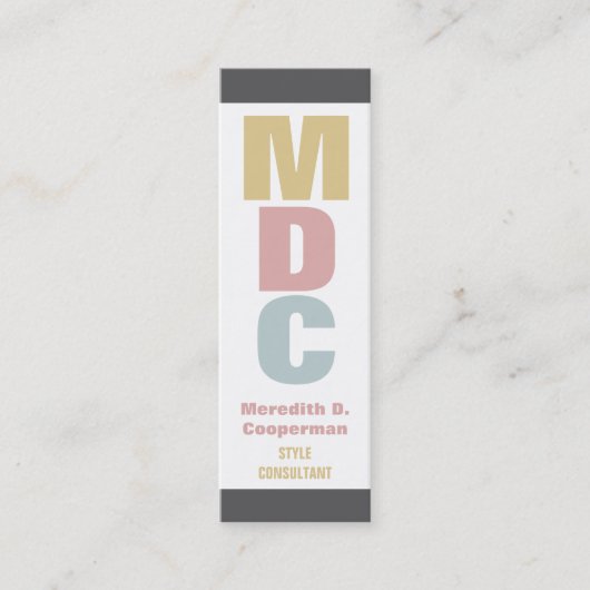 Colorful Bold Mod Monogram Mini Visitekaartje (Voorkant)