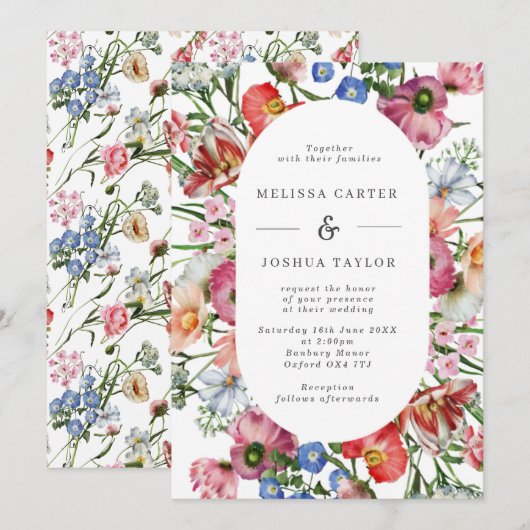 Colorful Bold Waterbloemen Pill Lijst Weddenschap Kaart (Voorkant / Achterkant)