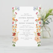 Colorful Bold Wildflowers Wedding Kaart (Staand voorkant)