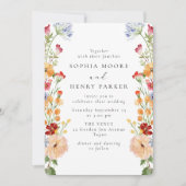 Colorful Bold Wildflowers Wedding Kaart (Voorkant)