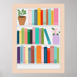 Colorful Bookshelf Poster