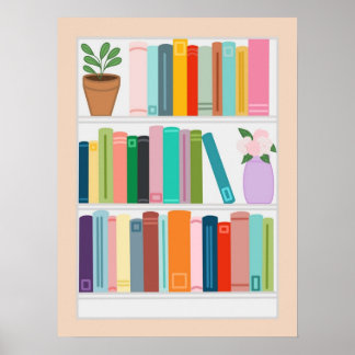 Colorful Bookshelf Poster