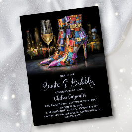 Colorful Boots and Bubbly Bridal Shower Kaart
