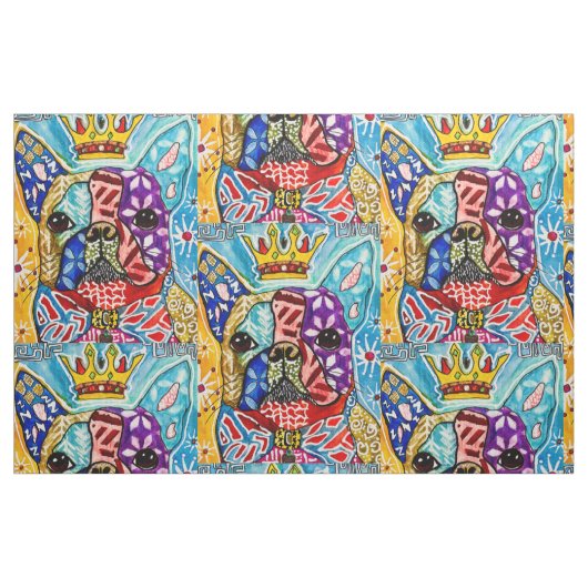 Colorful Boston Terrier Pop Art Fabric Stof (Fat Quarter)