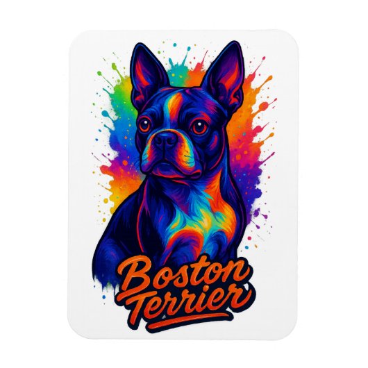 Colorful Boston Terrier Pop Art Portrait Magneet (Verticaal)