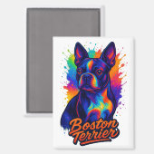 Colorful Boston Terrier Pop Art Portrait Magneet (Voorkant / Achterkant)
