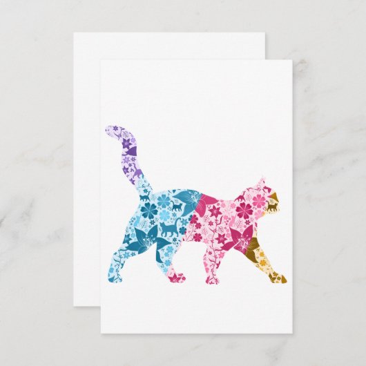 Colorful Botanical Cat Kaart (Voorkant / Achterkant)
