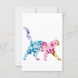 Colorful Botanical Cat Kaart