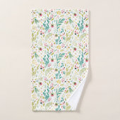 Colorful Botanical Flowers & Leafs Pattern Bad Handdoek (Handdoek)