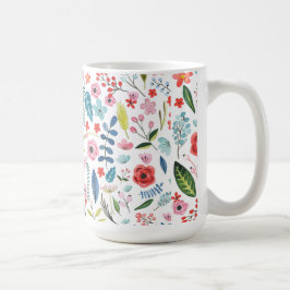 Colorful Botanical Flowers & Leafs Pattern Koffiemok
