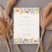 Colorful Botanical Frame Wedding Invitation Kaart