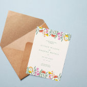 Colorful Botanical Frame Wedding Invitation Kaart