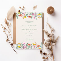 Colorful Botanical Frame Wedding Invitation