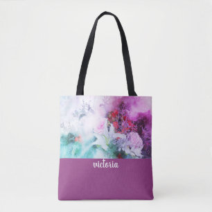 Colorful Botanical Garden Monogram Tote Bag