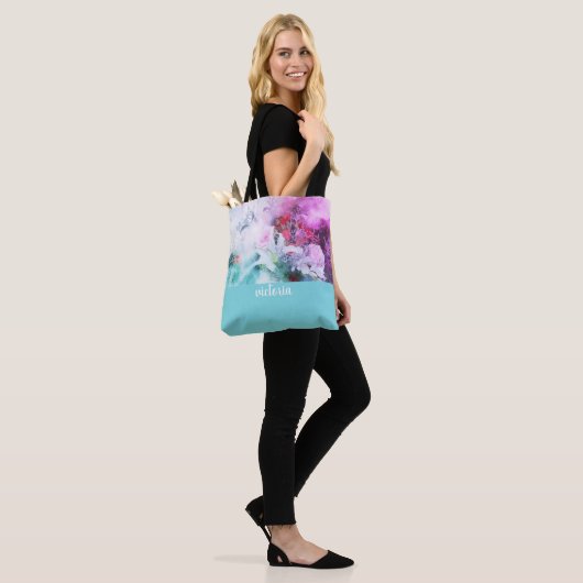 Colorful Botanical Garden Monogram Tote Bag (Op model)