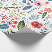 Colorful Botanical Leafs & Flowers Pattern Cadeaupapier (Hoek)