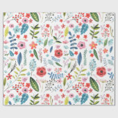 Colorful Botanical Leafs & Flowers Pattern Cadeaupapier (Vlak)