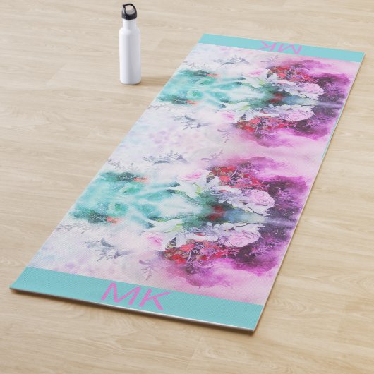 Colorful Botanical Monogram Yoga Mat (In situ)
