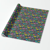 Colorful botanical pattern cadeaupapier (Uitgerold)