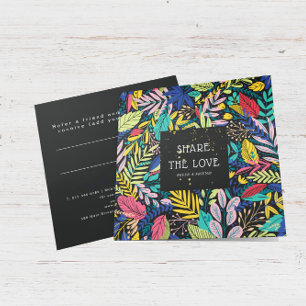 Colorful Botanical Pattern Gold Glitter Referral Vierkante Visitekaartje