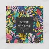 Colorful Botanical Pattern Gold Glitter Referral Vierkante Visitekaartje (Voorkant)